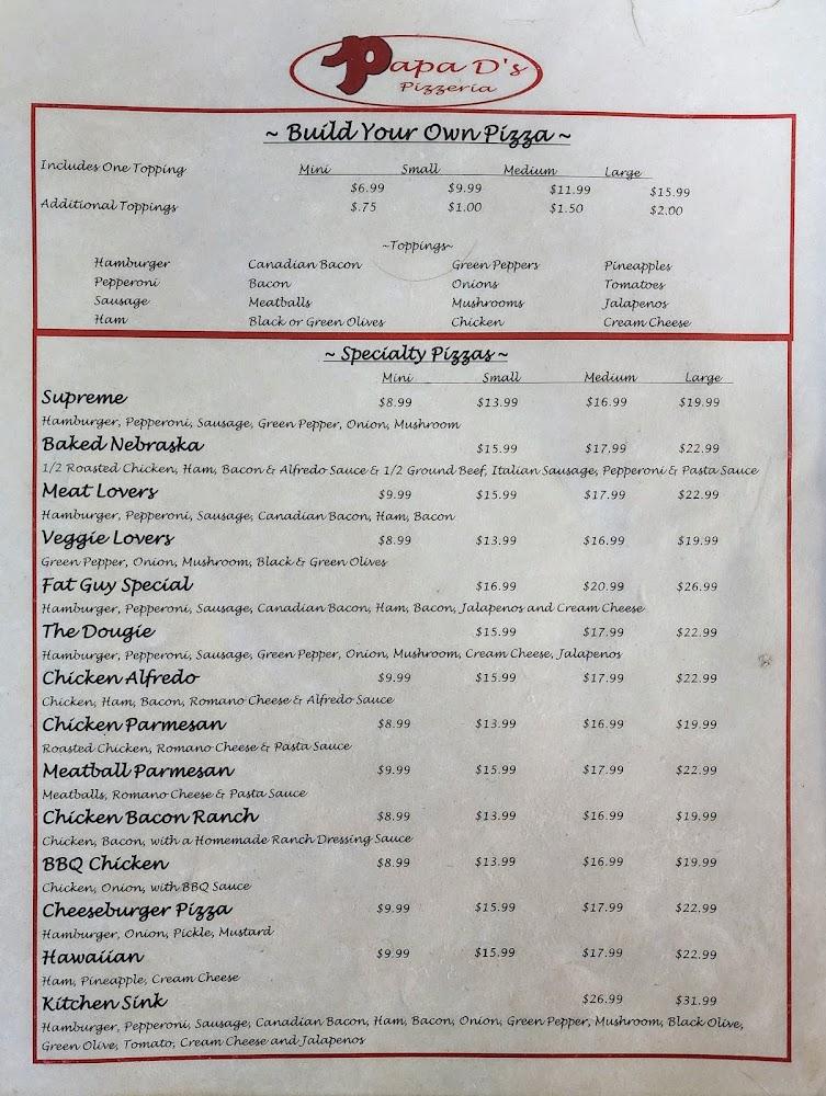 Papa D's Pizzeria Menu image 4